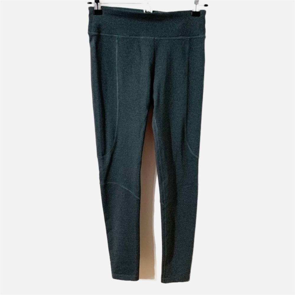 Lou and Grey High Waisted Leggings Stitching Detail Down Leg Heather Green Gray